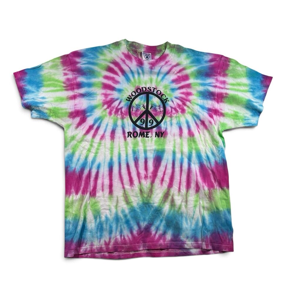 Vintage Woodstock 99 Rome NY Tie Dye T Shirt Delta Pro Weight Adult XL Festival